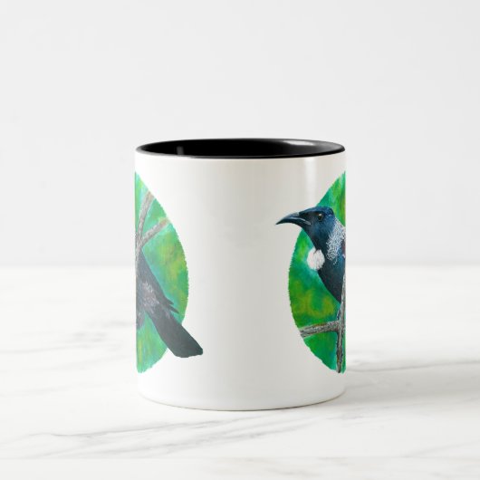 Neuseeland Tui - Malerei in Acryl Zweifarbige Tasse (Mittel)