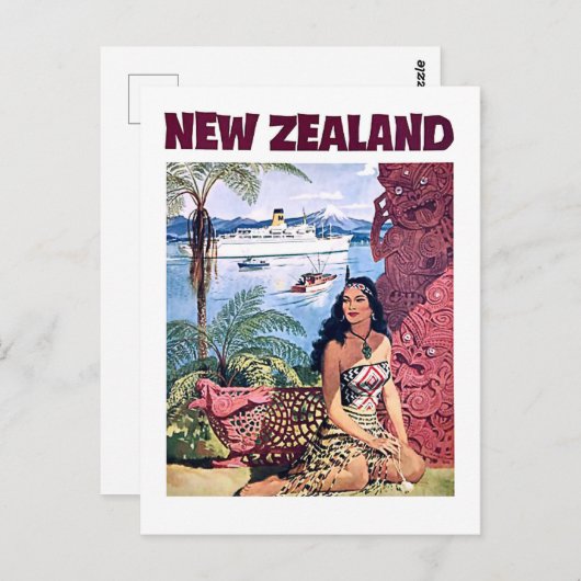 Neuseeland, Ureinwohner an der Küste Postkarte (Vorne/Hinten)