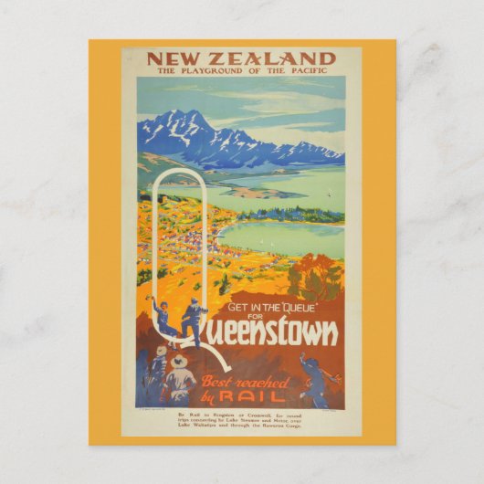 Neuseeland Vintag Queensland Travel Postkarte (Vorderseite)