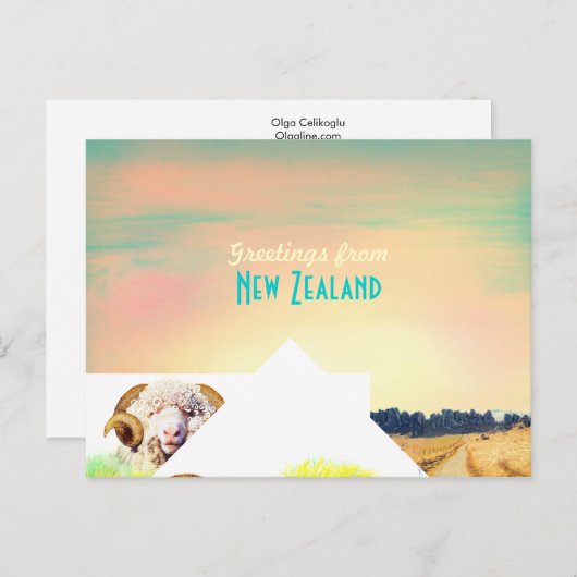 Neuseeland Vintage Karte (Vorne/Hinten)