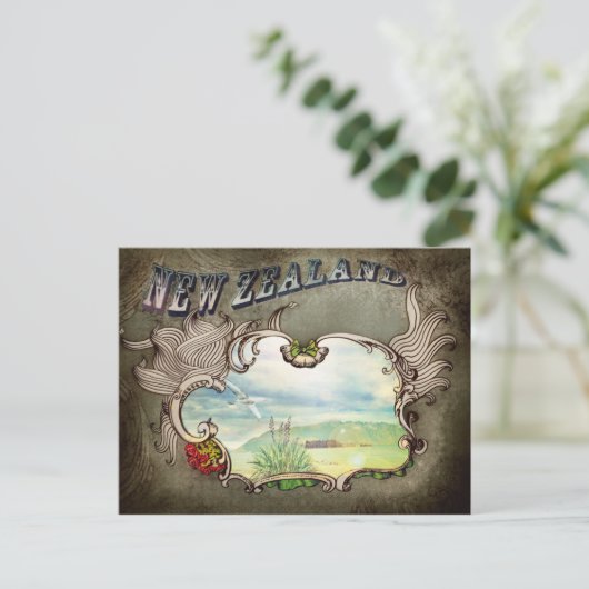 Neuseeland Vintage Karte (Stehend Vorderseite)