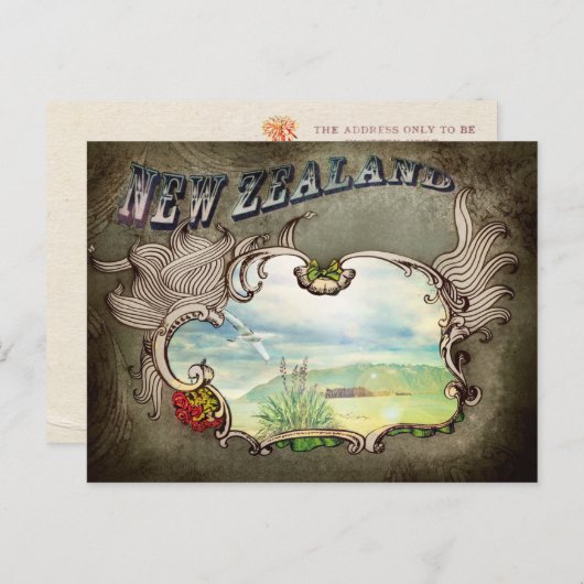 Neuseeland Vintage Karte (Vorne/Hinten)