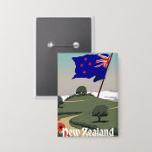Neuseeland Vintage-Reise Button (Vorderseite/Rückseite)