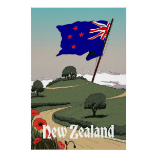 Neuseeland Vintage-Reise Poster