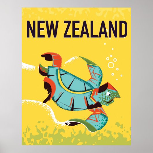 Neuseeland Vintage Reise Poster Kunst. (Vorne)