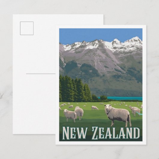 Neuseeland Vintage-Reise  Postkarte (Vorne/Hinten)