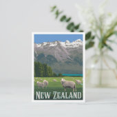 Neuseeland Vintage-Reise  Postkarte (Stehend Vorderseite)