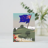 Neuseeland Vintage-Reise Postkarte (Stehend Vorderseite)