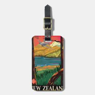 Neuseeland Vintage-Reiseposter Gepäckanhänger