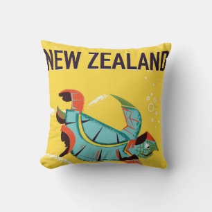 Neuseeland Vintage-Reiseposter-Kunst. Kissen