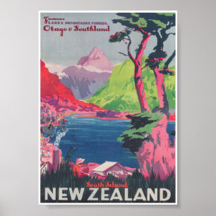 Neuseeland Vintage-Reiseposter Poster