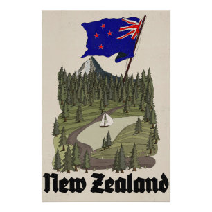 Neuseeland Vintage-Reiseposter Poster
