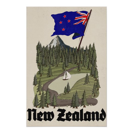 Neuseeland Vintage-Reiseposter Poster (Vorderseite)