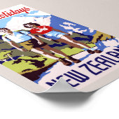 Neuseeland Vintage-Reiseposter restauriert Poster (Ecke)