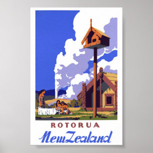 Neuseeland Vintage Reiseposter Restauriert Poster