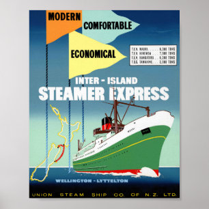 Neuseeland Vintage-Reiseposter restauriert Poster