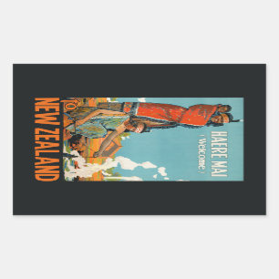 Neuseeland Vintage-Reisesticker Rechteckiger Aufkleber