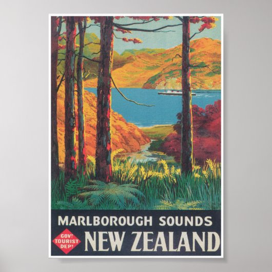 Neuseeland Vintage Travel Poster (Vorne)