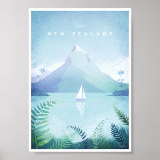 Neuseeland Vintage Travel Poster (Vorne)