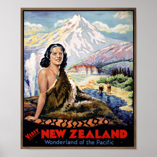 Neuseeland Vintage Travel Poster neu (Vorne)