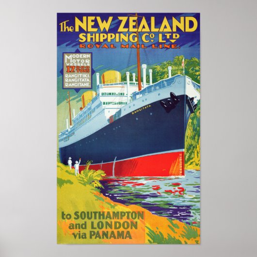 Neuseeland Vintage Travel Poster neu (Vorne)