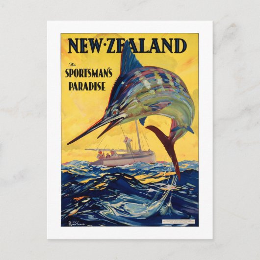 Neuseeland Vintage Travel Poster neu Postkarte (Vorderseite)