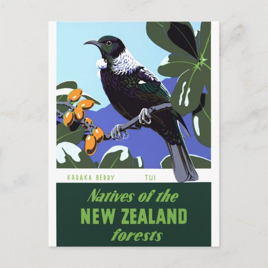 Neuseeland Vintage Travel Poster neu Postkarte (Vorderseite)