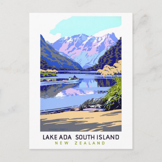 Neuseeland Vintage Travel Poster neu Postkarte (Vorderseite)