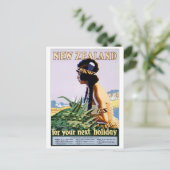 Neuseeland Vintage Travel Poster neu Postkarte (Stehend Vorderseite)