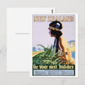Neuseeland Vintage Travel Poster neu Postkarte (Vorne/Hinten)