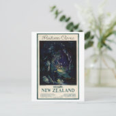 Neuseeland Vintage Travel Poster Postkarte (Stehend Vorderseite)