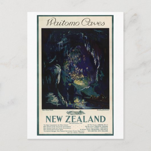 Neuseeland Vintage Travel Poster Postkarte (Vorderseite)
