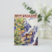 Neuseeland Vintage Travel Poster Postkarte (Stehend Vorderseite)