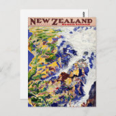 Neuseeland Vintage Travel Poster Postkarte (Vorne/Hinten)