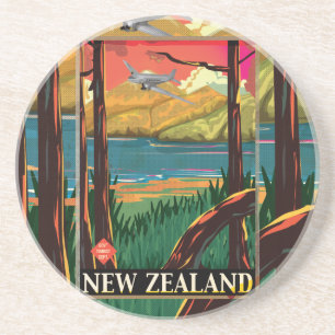 Neuseeland Vintage Travel Poster Sandstein Untersetzer