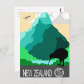 Neuseeland Vintages Design Postkarte (Vorne/Hinten)