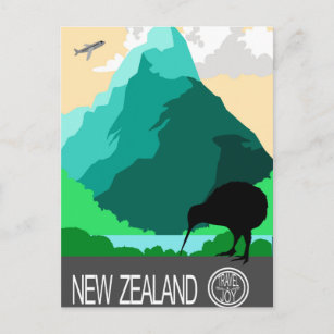 Neuseeland Vintages Design Postkarte