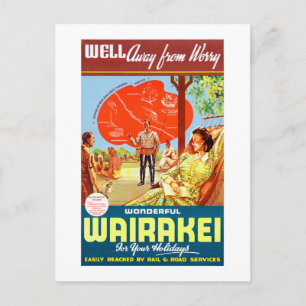 Neuseeland Wairakei Vintage Travel Poster Postkarte