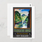 Neuseeland Wanganui River Restured Vintage Poster Postkarte (Vorne/Hinten)