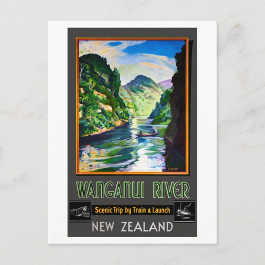 Neuseeland Wanganui River Restured Vintage Poster Postkarte (Vorderseite)