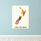 Neuseeland, Wasserfarbenkarte Leinwanddruck (Insitu (Holzboden))
