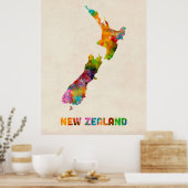 Neuseeland, Wasserfarbenkarte Poster (Küche)