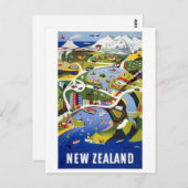 Neuseeland Wellington Vintage Travel Poster Postkarte (Vorne/Hinten)