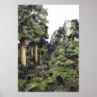 Neuseelandbäume u. -felsen, durch Lynda Vugler Poster