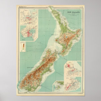 Neuseeländische Atlantikkarte Poster