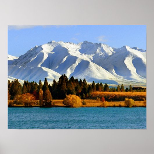 Neuseeländische Berglandschaft Poster (Vorne)