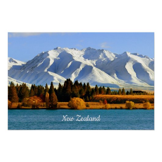 Neuseeländische Berglandschaft Poster (Vorderseite)