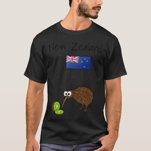 Neuseeländische Flagge Kiwi Bird T-Shirt (Vorderseite)