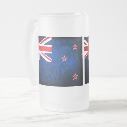 Neuseeländische Flagge; Mattglas Bierglas (Vorderseite Links)