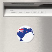 Neuseeländische Flagge mit Kiwi-Silhouette Magnet (In Situ (Geschirrspüler))